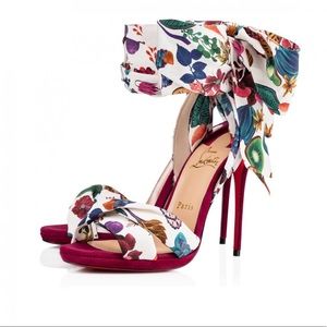 Christian Louboutin tres frais floral ankle tie high heels sandals